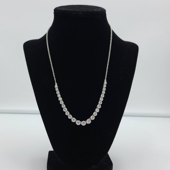 Stunning DIAMONIQUE Graduated Line Necklace  14.00 cttw  Round 100-Facet Stones - Picture 13 of 13